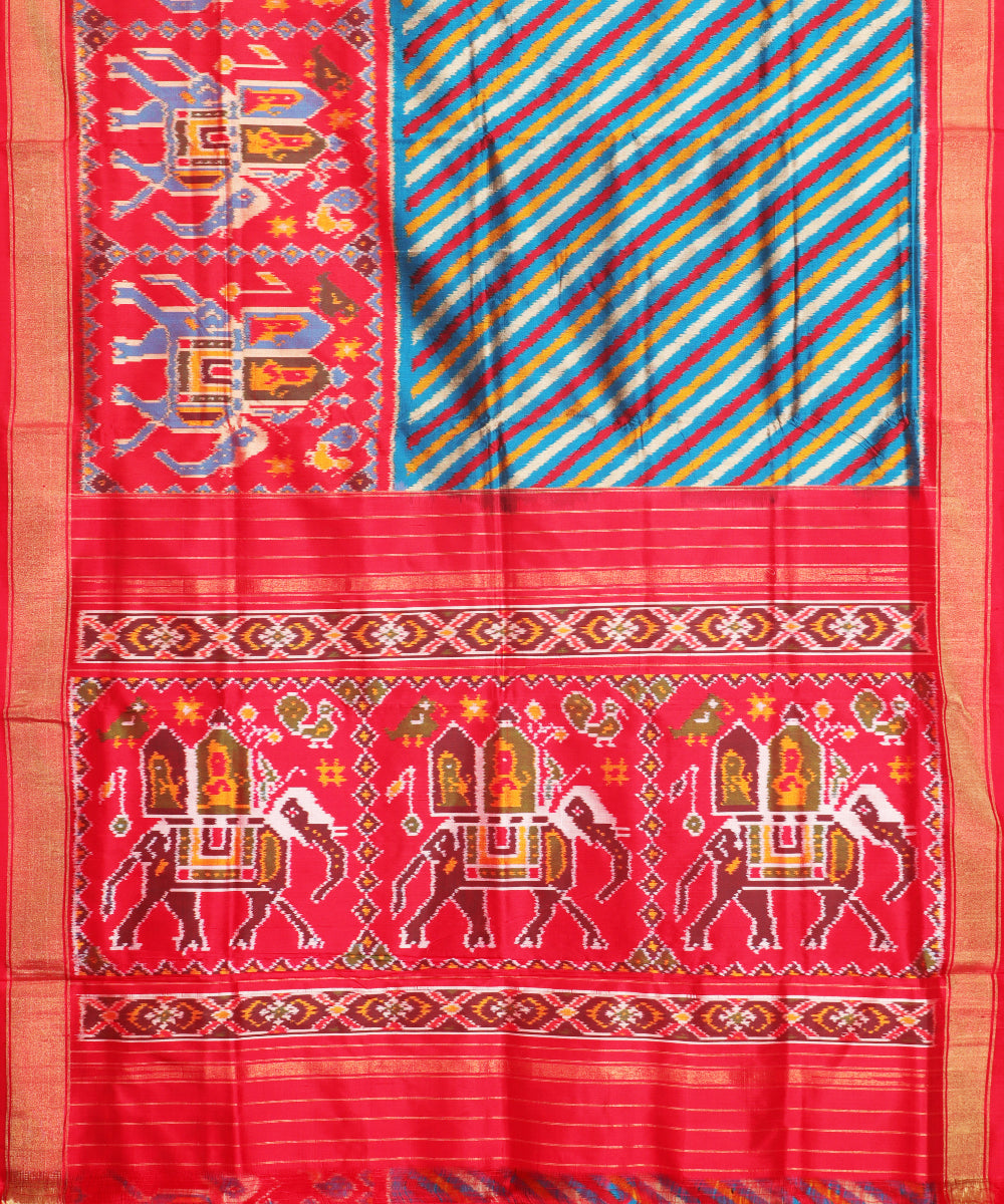 Prussian blue color handloom rajkot silk saree