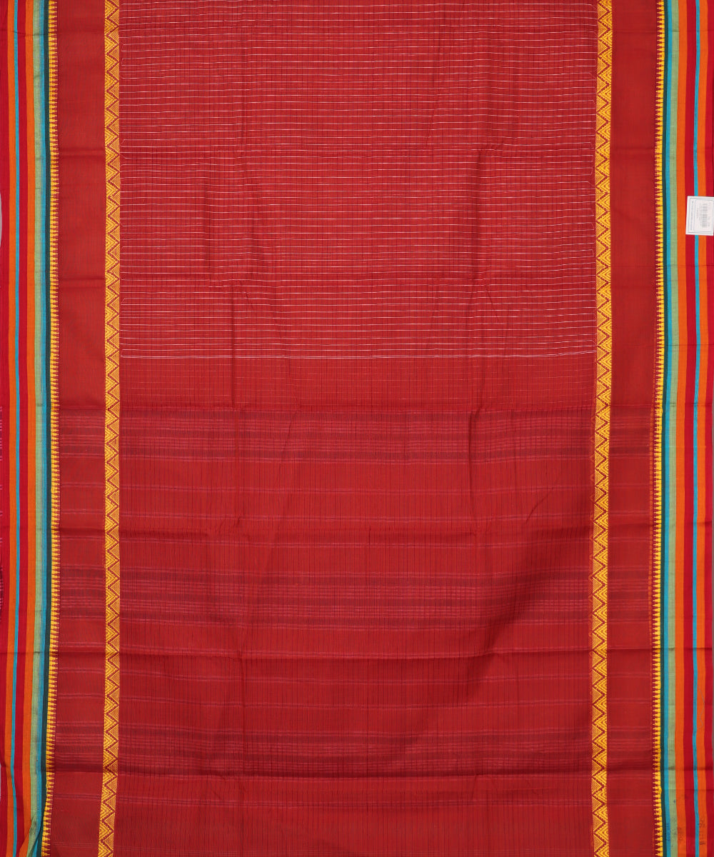 Red color handloom narayanpet cotton saree