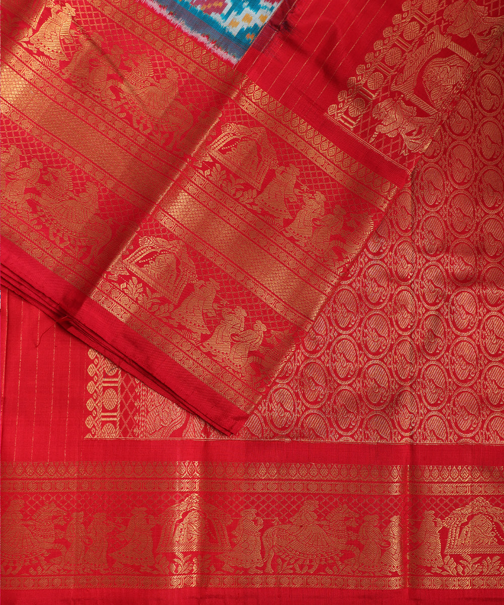 Steel blue color handloom kanchi silk saree