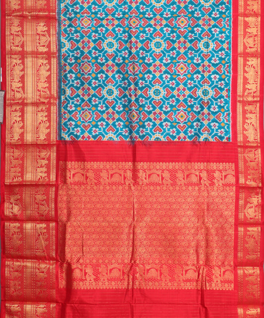 Steel blue color handloom kanchi silk saree