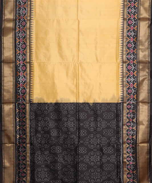 Flaxen color handloom rajkot silk saree