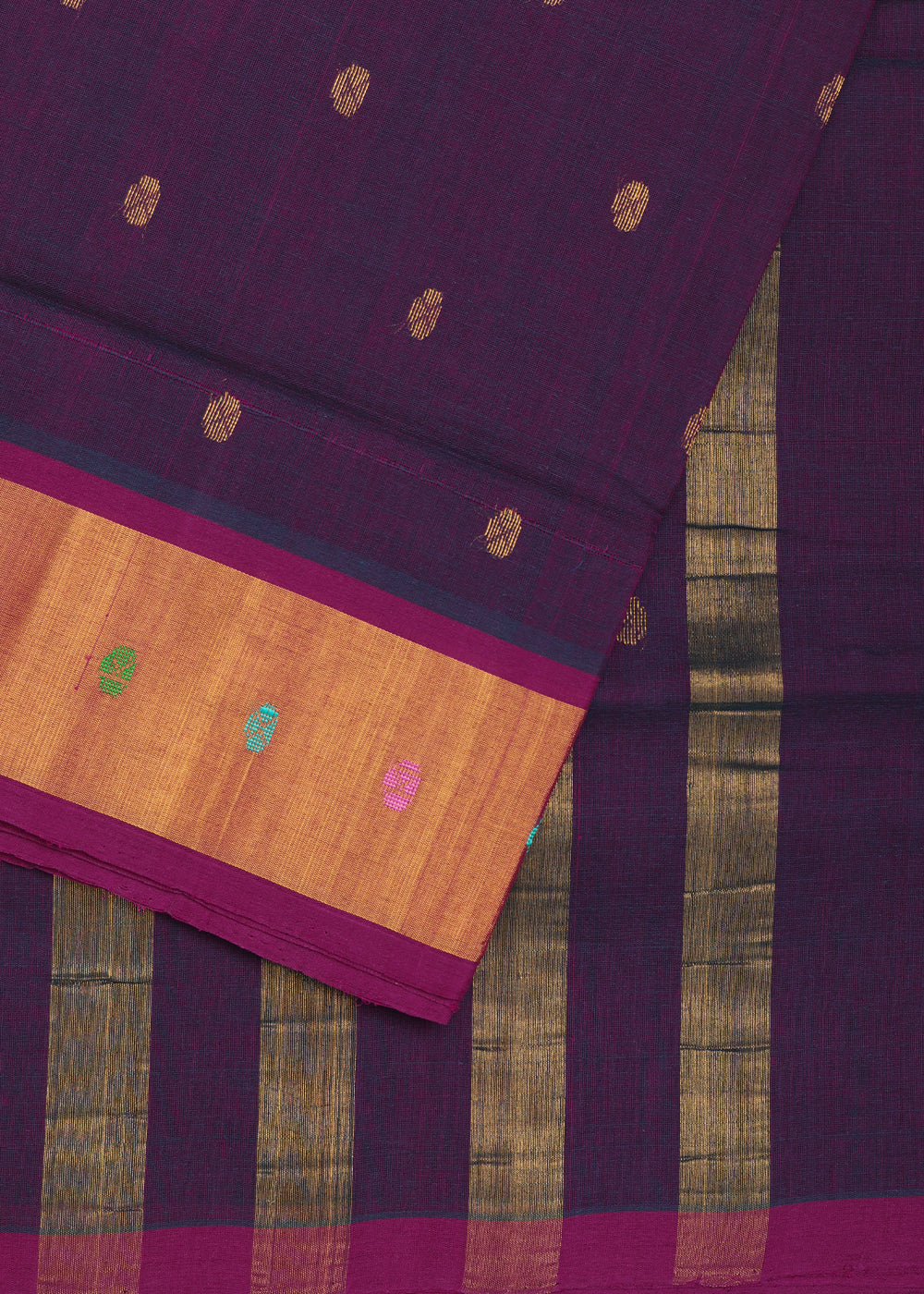 Multi-shade handloom venkatagiri cotton saree