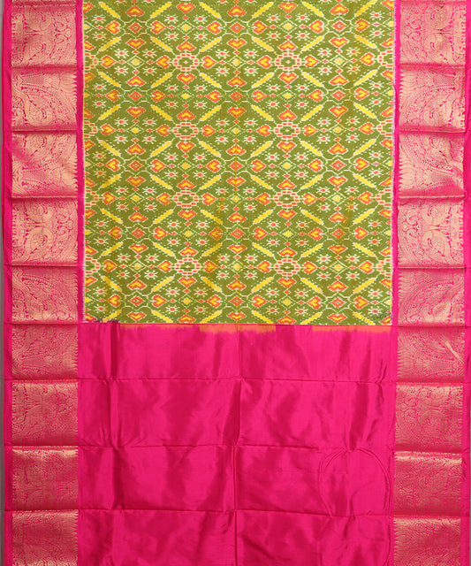 Olive green color handloom kanchi silk saree