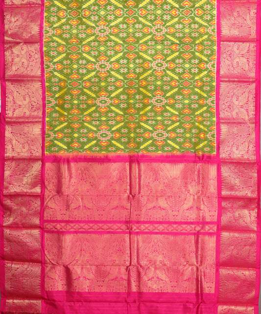 Olive green color handloom kanchi silk saree