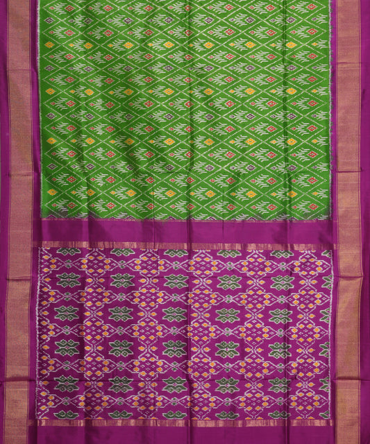 Fern green color handloom rajkot silk saree