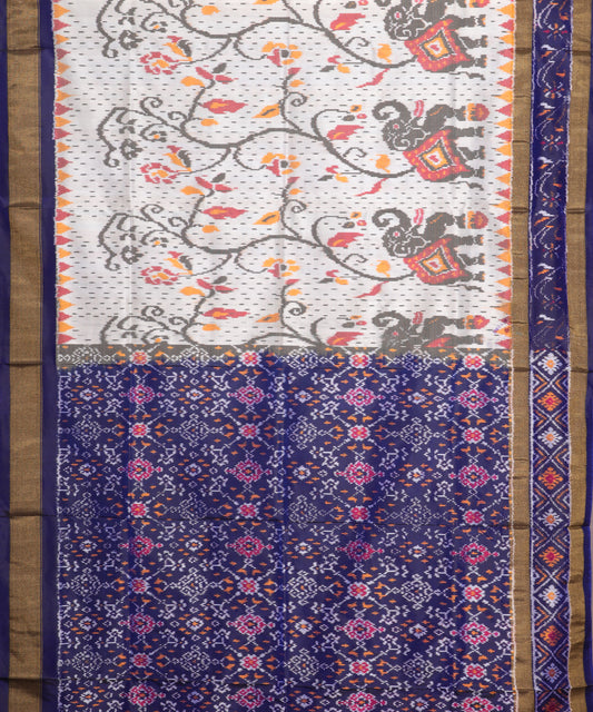 Cream color handloom rajkot silk saree
