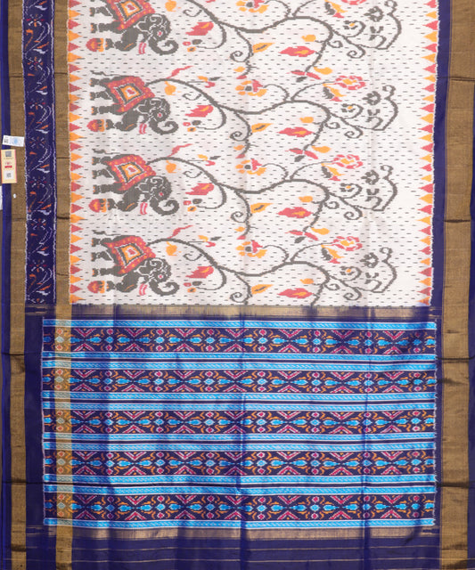 Cream color handloom rajkot silk saree