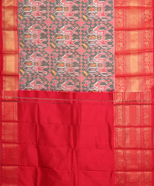 Pewter gray color handloom kanchi silk saree