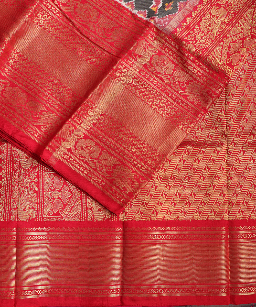 Pewter gray color handloom kanchi silk saree