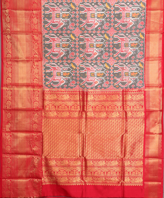 Pewter gray color handloom kanchi silk saree