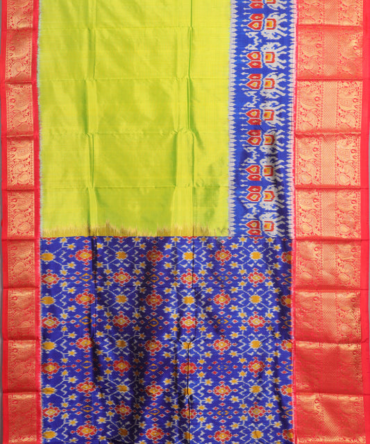 Kelly green color handloom kanchi silk saree
