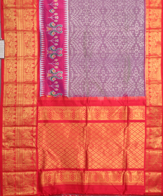 African violet color handloom kanchi silk saree