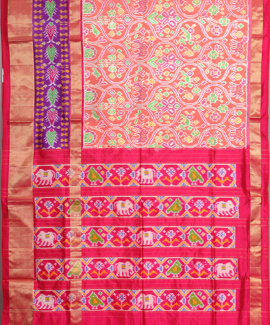 Multi-shade handloom rajkot silk saree