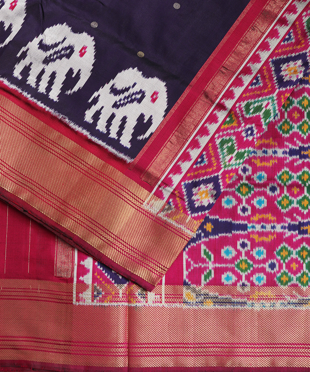 Denim blue color handloom rajkot silk saree