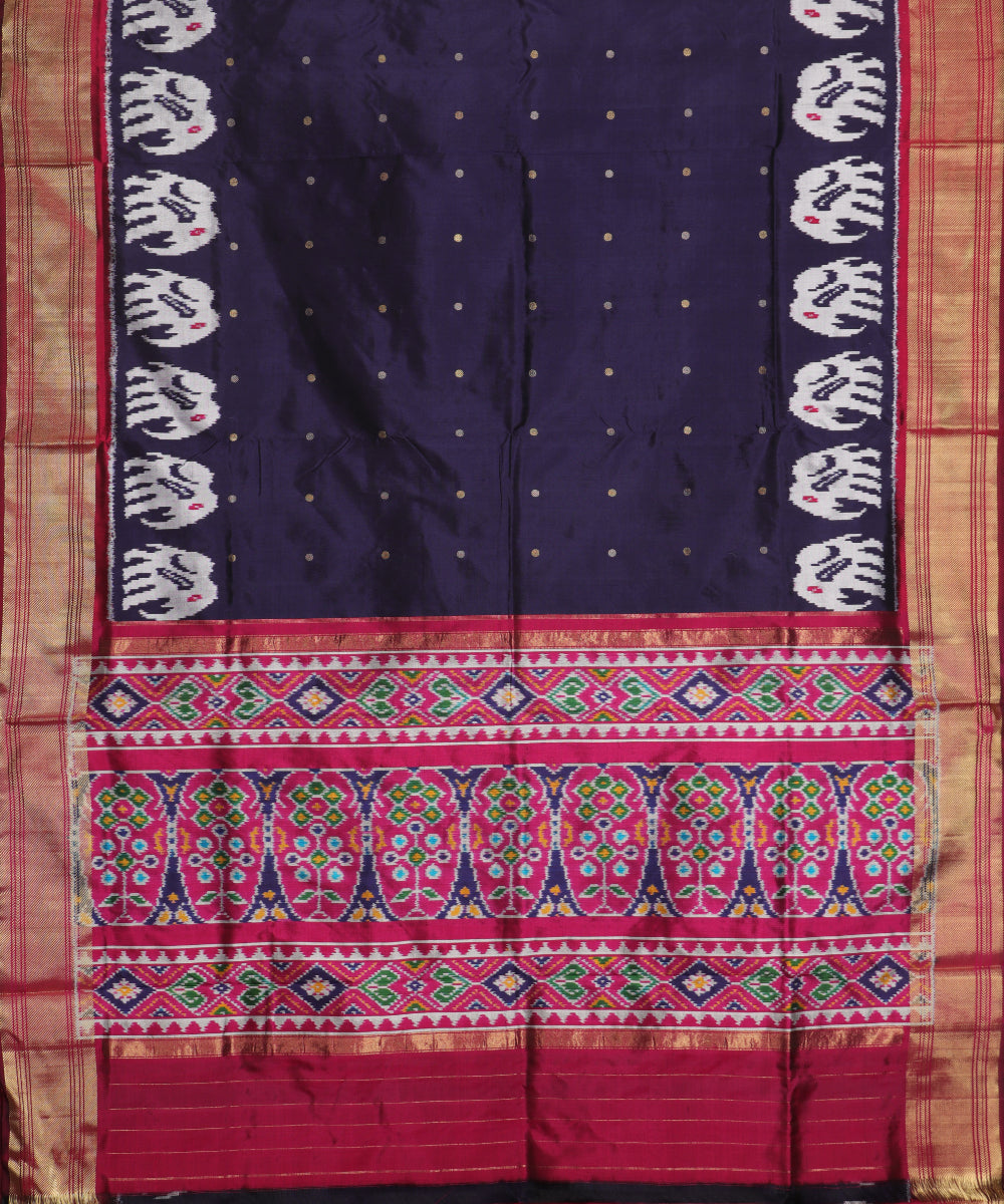 Denim blue color handloom rajkot silk saree