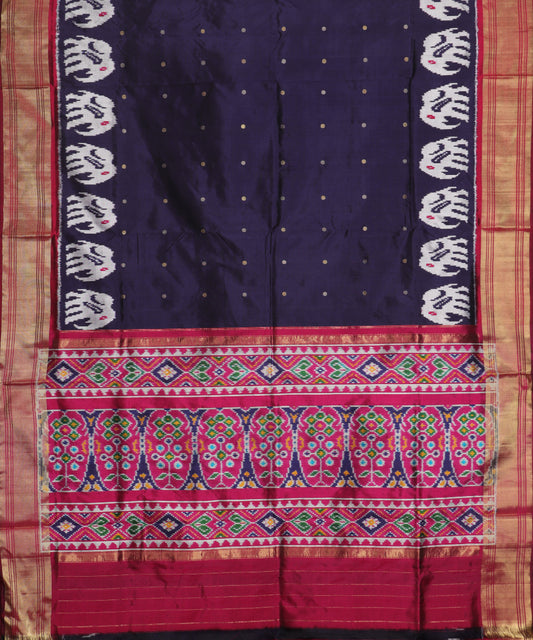 Denim blue color handloom rajkot silk saree