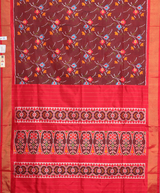 Sangria red color handloom rajkot silk saree