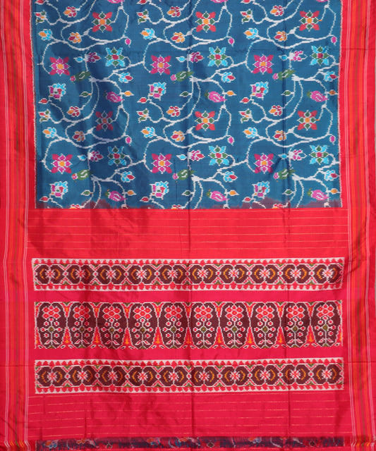 Prussian blue color handloom rajkot silk saree