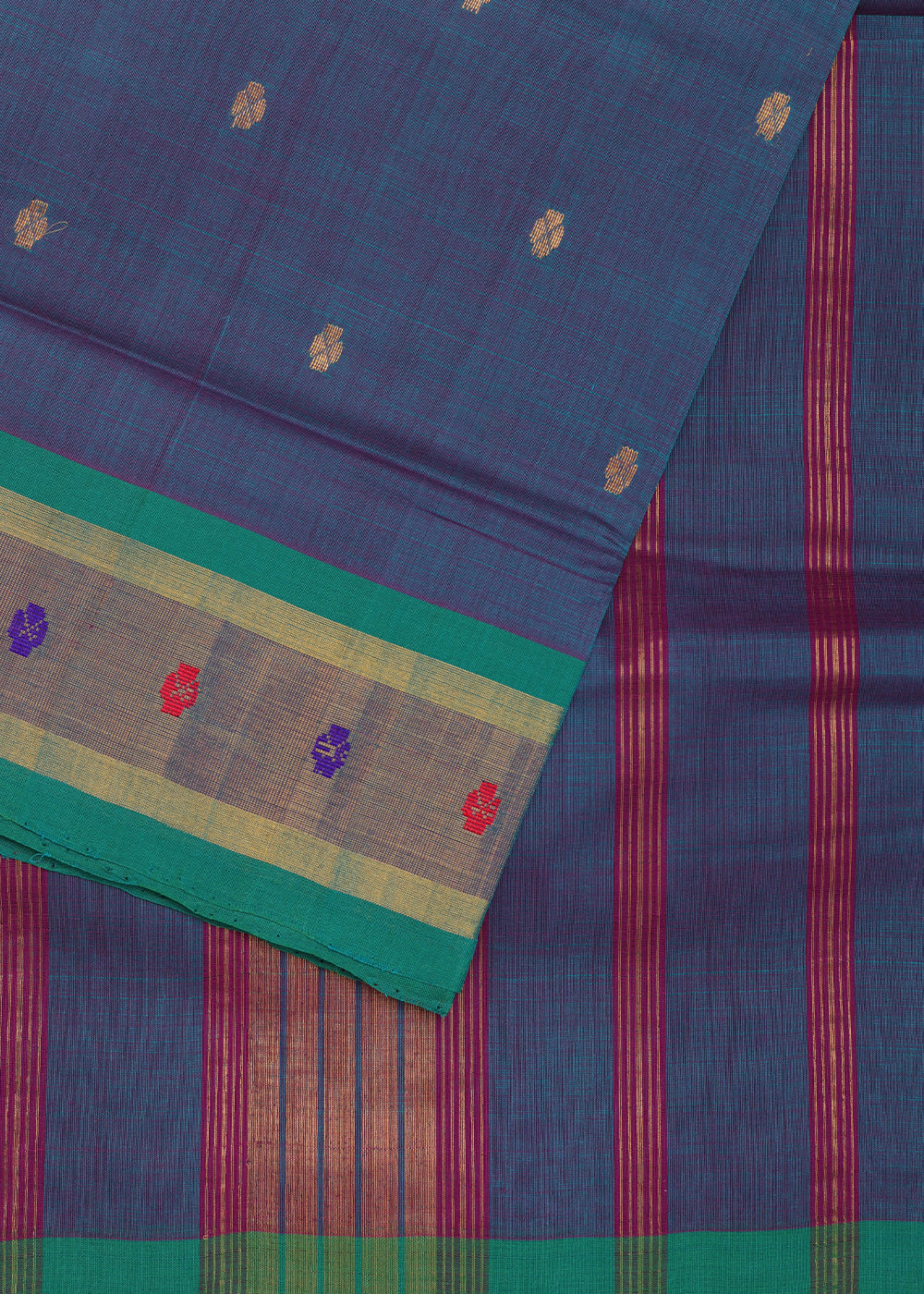 Multi-shade handloom venkatagiri cotton saree