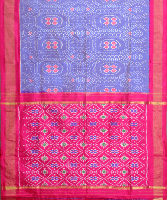 Floral violet color handloom rajkot silk saree