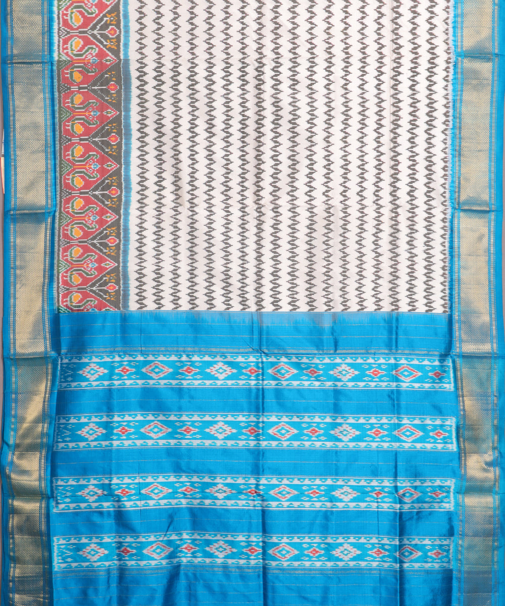 Cream color handloom rajkot silk saree