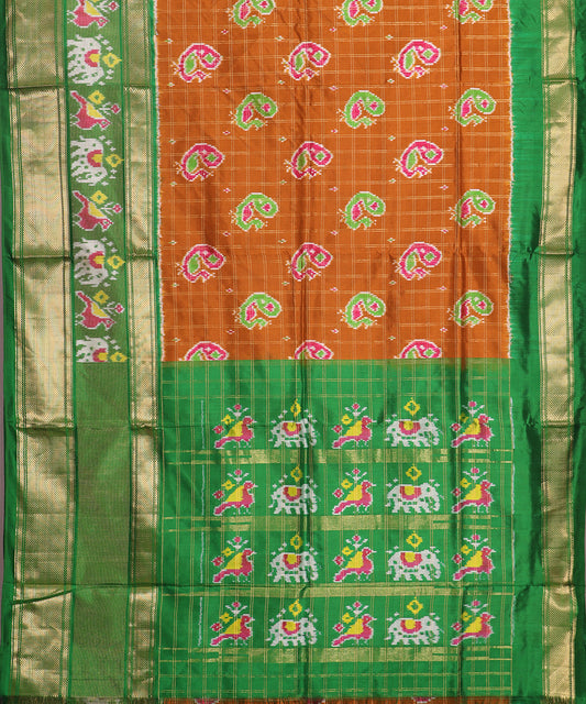 Rust color handloom rajkot silk saree