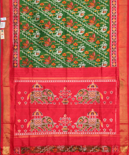 Forest green color handloom rajkot silk saree