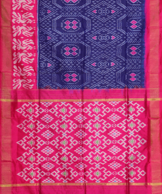 Navy blue color handloom rajkot silk saree