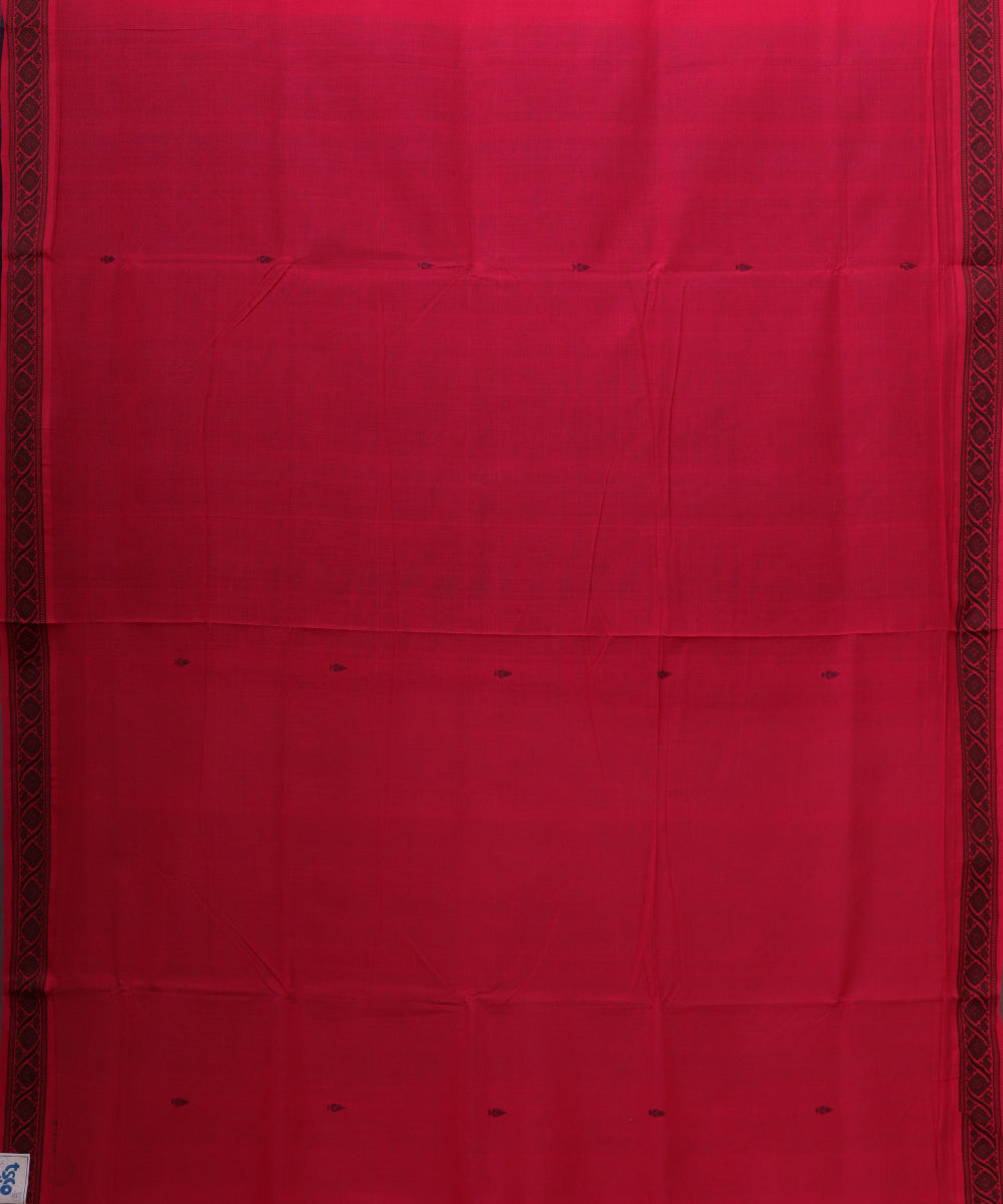 Raspberry red color handloom bandar cotton saree