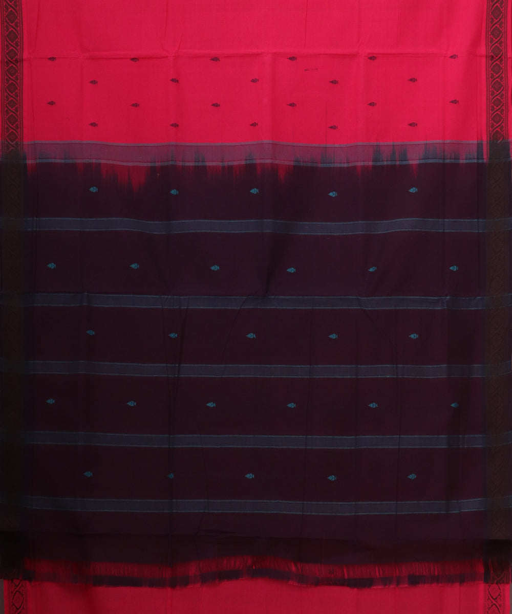 Raspberry red color handloom bandar cotton saree