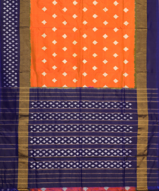 Tangerine orange shade handloom rajkot silk saree