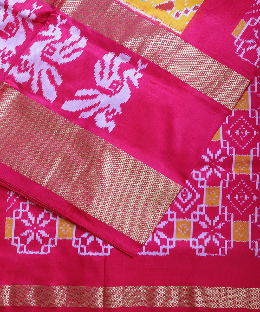Amber orange color handloom rajkot silk saree
