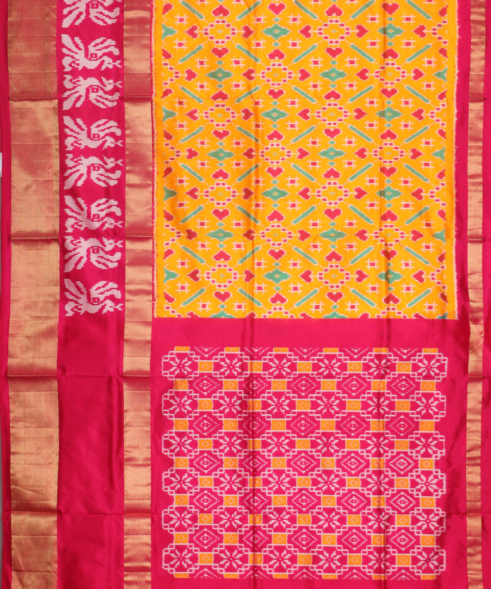 Amber orange color handloom rajkot silk saree