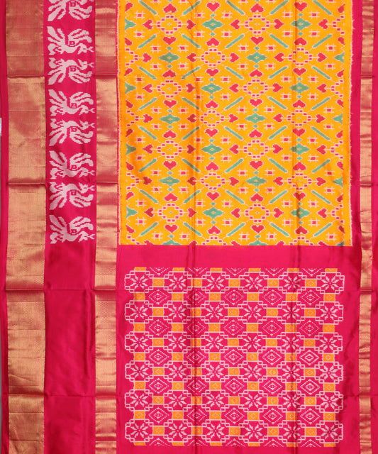 Amber orange color handloom rajkot silk saree