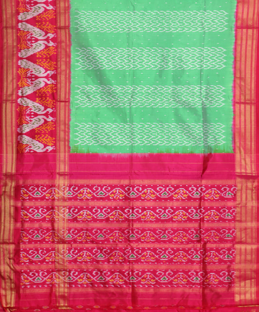 Emerald green color handloom rajkot silk saree