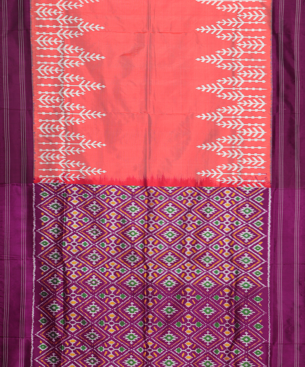 Persian red color handloom rajkot silk saree