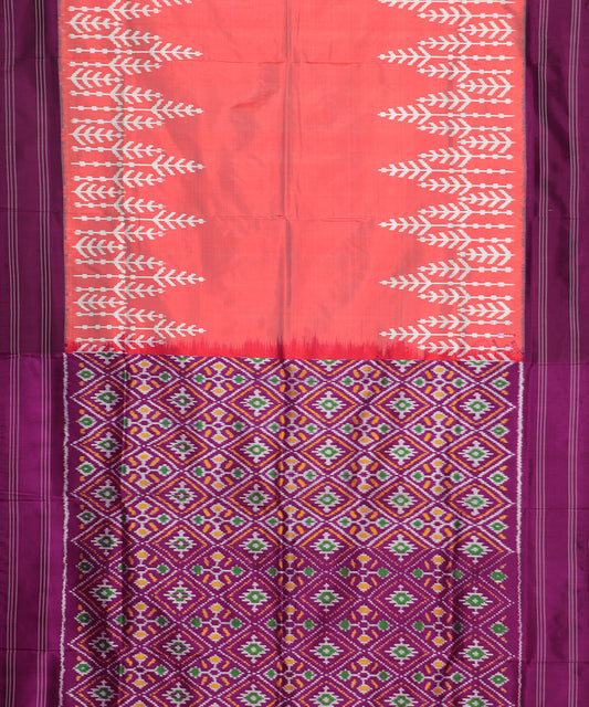 Persian red color handloom rajkot silk saree
