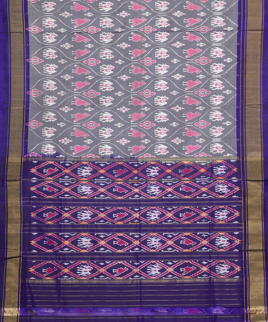 Lava gray color handloom rajkot silk saree