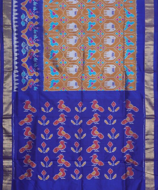 Goldenrod orange color handloom rajkot silk saree