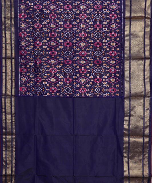 Denim blue shade handloom rajkot silk saree