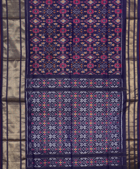 Denim blue shade handloom rajkot silk saree