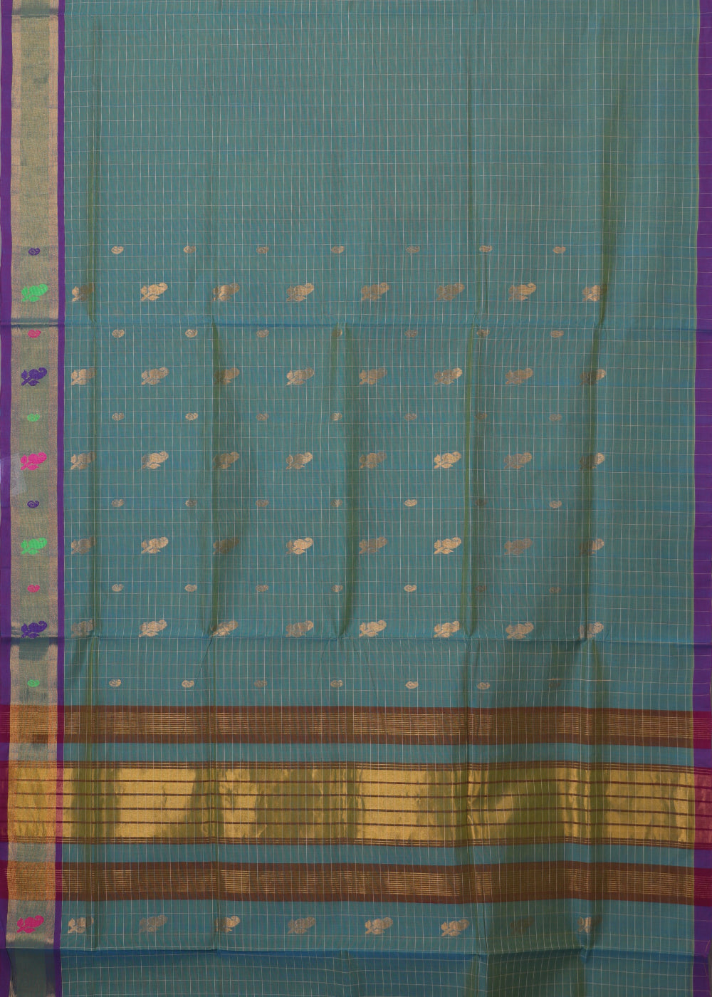 Multi-shade handloom venkatagiri cotton saree