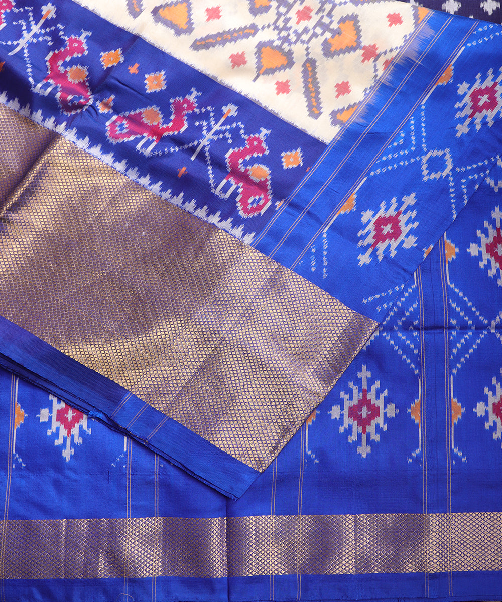 Cream color handloom rajkot silk saree