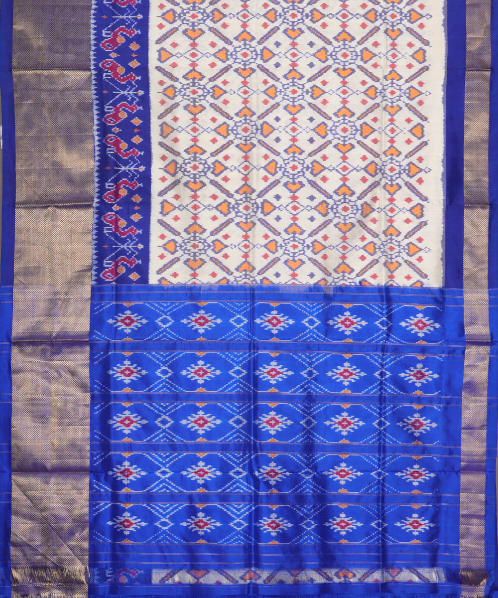 Cream color handloom rajkot silk saree