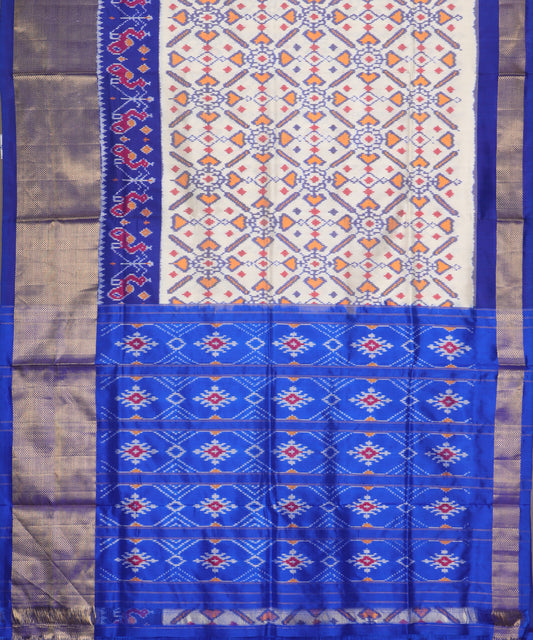 Cream color handloom rajkot silk saree