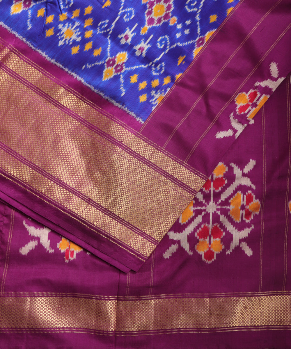 Navy blue color handloom rajkot silk saree