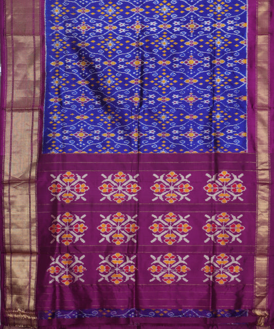Navy blue color handloom rajkot silk saree
