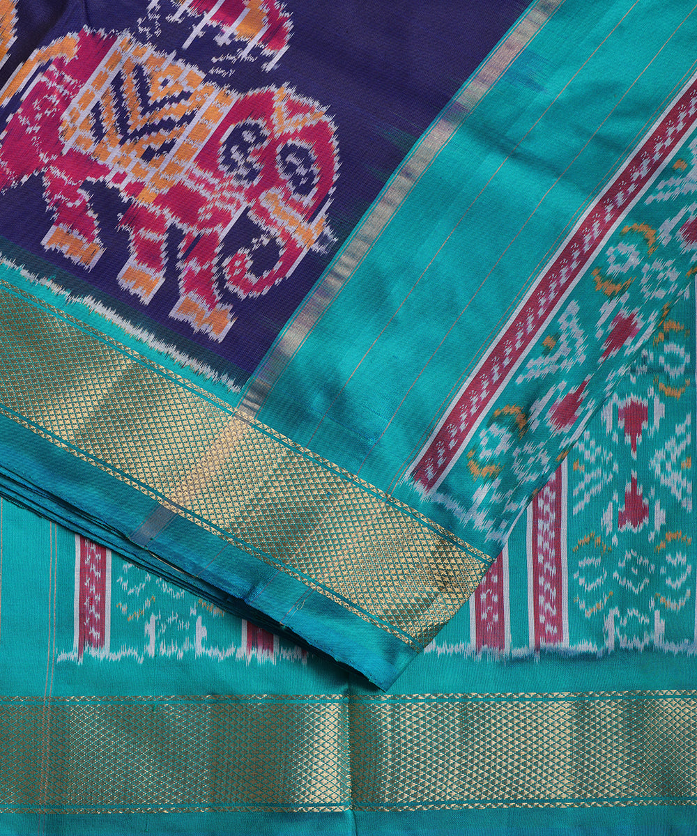 Navy blue color handloom rajkot silk saree