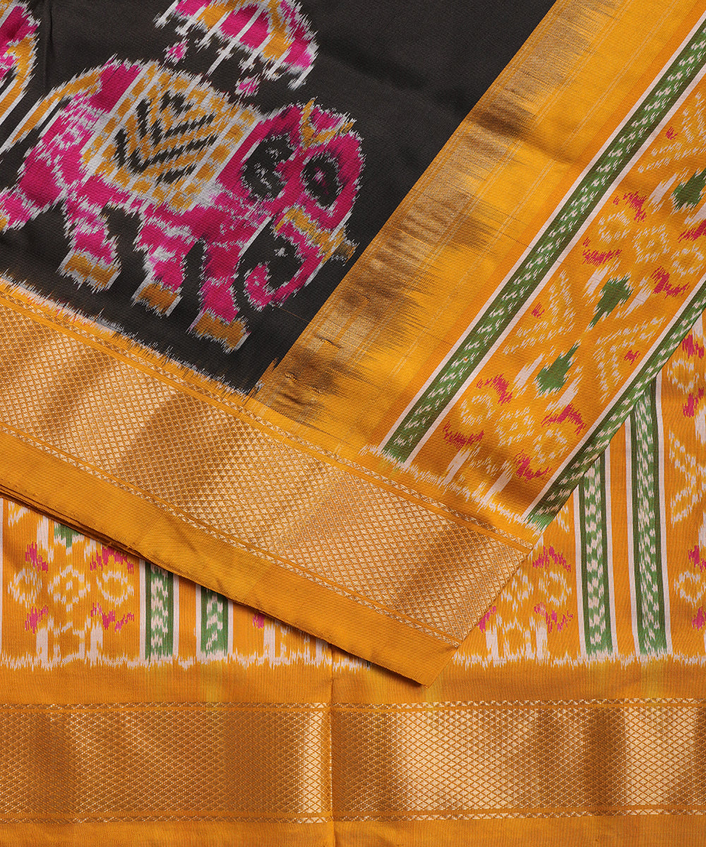Black color handloom rajkot silk saree
