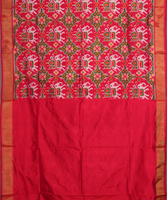 Ruby pink color handloom rajkot silk saree